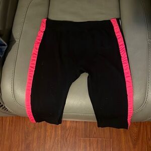 biker shorts, black with pink stripes on the side